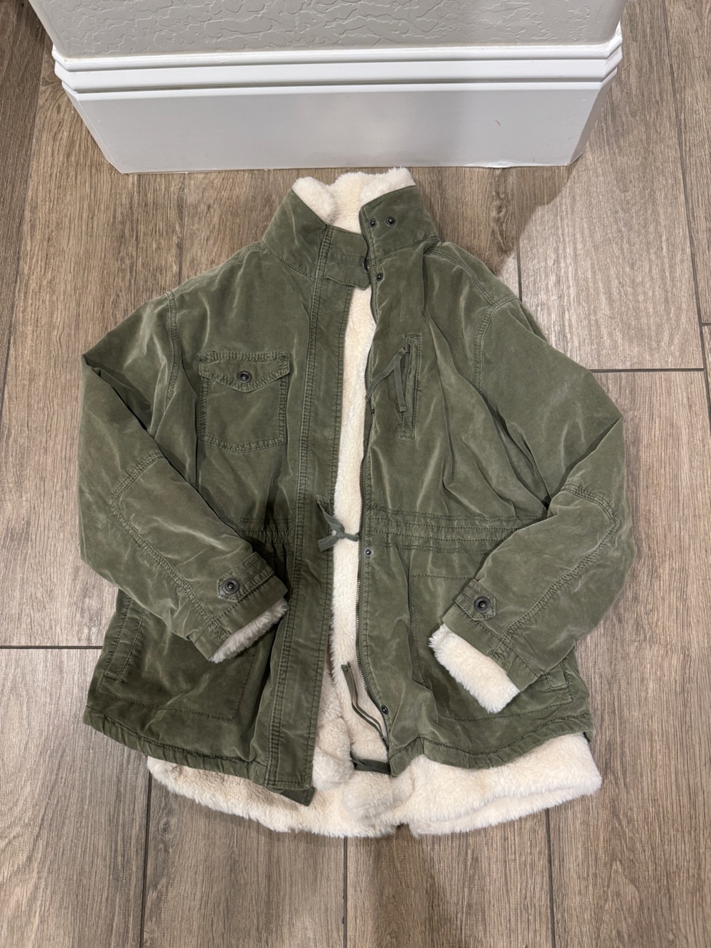Anthropologie Olive Green Sherpa-Lined Utility Jacket